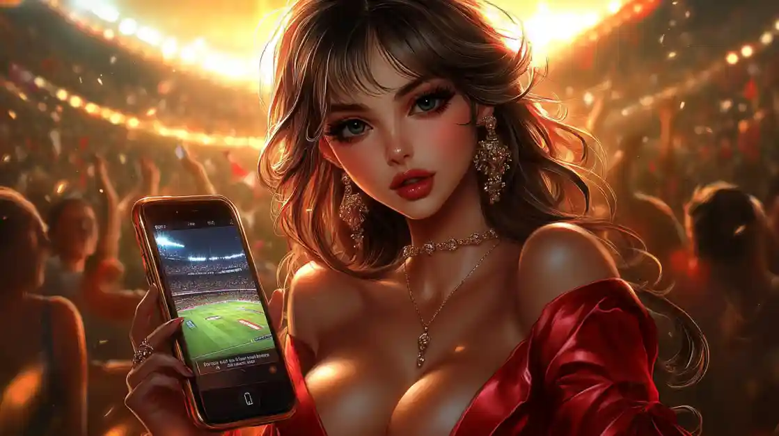 মোবাইলে লাইভ খেলা উপভোগ করছেন এমন একজন ব্যবহারকারী।